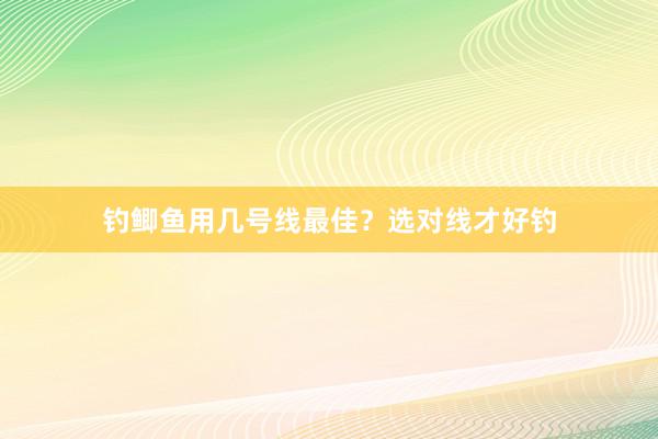 钓鲫鱼用几号线最佳？选对线才好钓